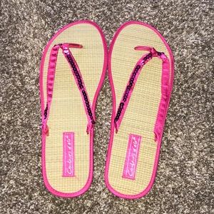 Women’s pink sequin flip flops new